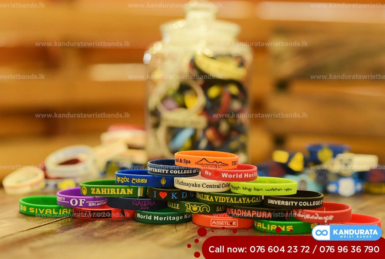 Kandurata wrist band's Silicone hand bands collection. Ink filled debossed identification wristband/bracelets.